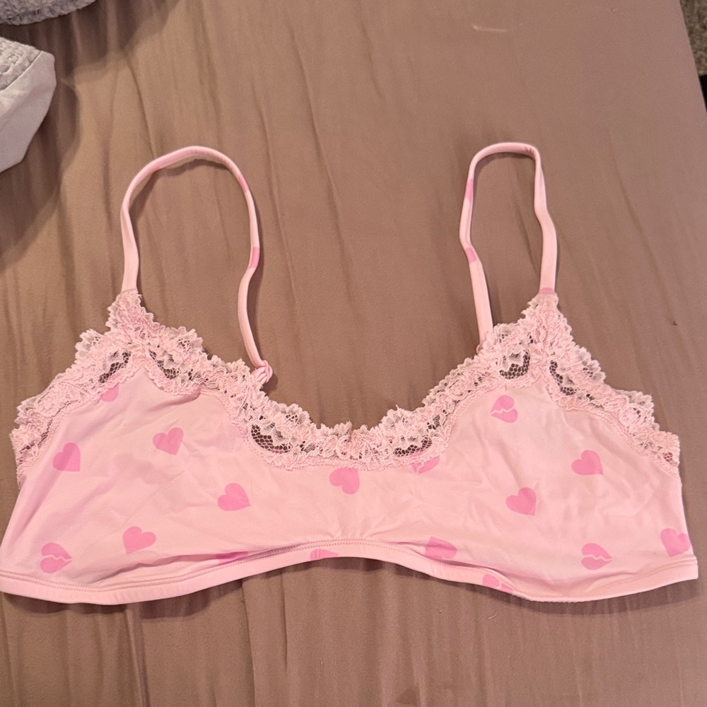 Skims Pink Heart Lace bralette
